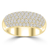 1.44 ct Ladies Five Row Round Cut Diamond Anniversary Ring in Yellow Gold